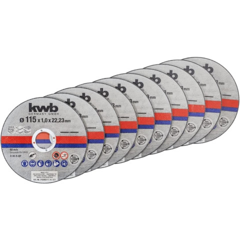Disque à tronçonner KWB - Ø 115 x 22.23 x 1mm - Lot de 10 pièces - EINHELL - 712021