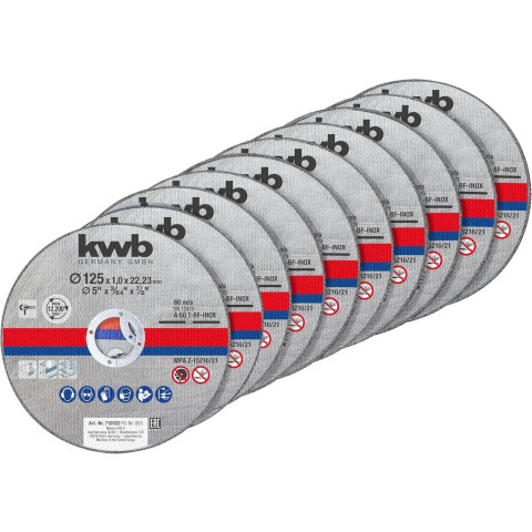Disque à tronçonner KWB - Ø 125 x 22.23 x 1mm - Lot de 10 pièces - EINHELL - 712022