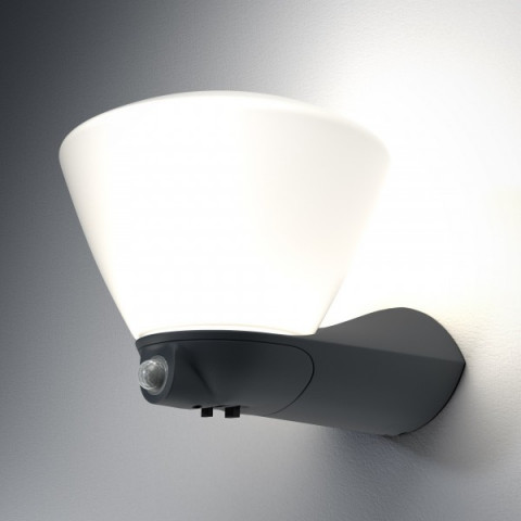 Endura style boule lanterne applique extérieure 7 watt gris - détecteur - oui