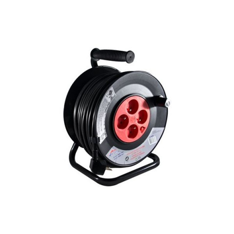 Enrouleur rallonge 3g1,5mm2 + 4 prises ip20 - longueur - 25 mètres