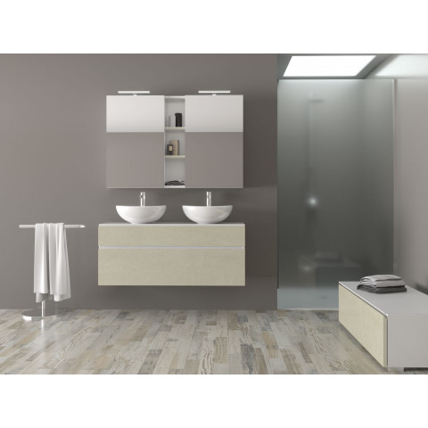 Meuble de salle de bain 120cm bloc 15 - ensemble double vasque avec meuble bas