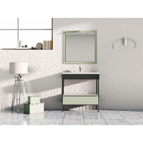 Meuble de salle de bain 80cm metal 11 - ensemble noir et vert