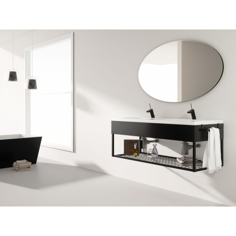 Meuble de salle de bain 120cm metal 12 - ensemble noir