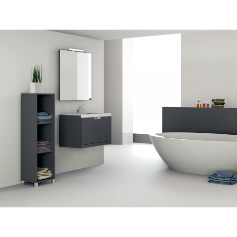 Meuble de salle de bain suspendu 80cm praga 20 - ensemble gris