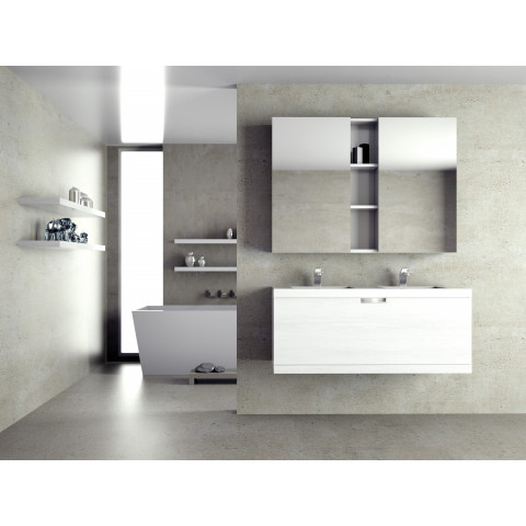 Meuble de salle de bain suspendu 120cm praga 22 - ensemble blanc