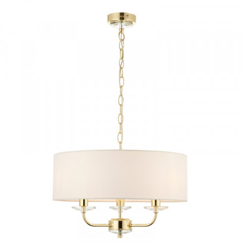 Suspension nixon, laiton et cristal, 3 ampoules