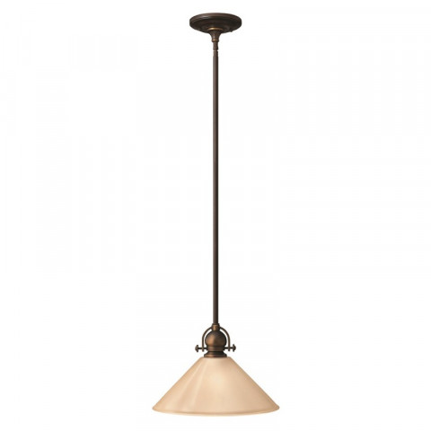 Suspension mayflower, bronze vieilli et verre, 1 ampoule