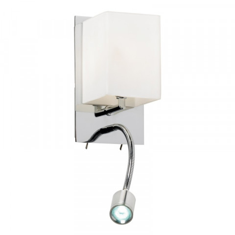 Applique cassa avec liseuse, chrome et verre