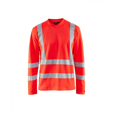 T-shirt manches longues anti-UV haute-visibilité Rouge-Fluo 89481070 - Taille au choix