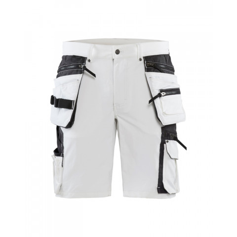 Short peintre stretch 4D Blanc/Gris-Foncé 10881645 - Taille au choix