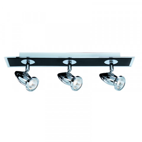 Plafonnier 46cm comet chrome et noir mat, 3 spots