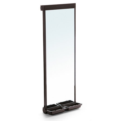Miroir extractible pour l'intérieur de l'armoire Moka, 440, Peint en moka, Plastique et Aluminium.