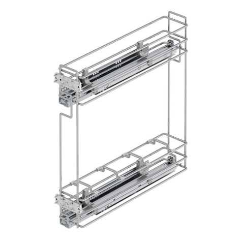 Porte-bouteilles extractible Suprastar avec fermeture amortie, module 150mm, acier, chromé