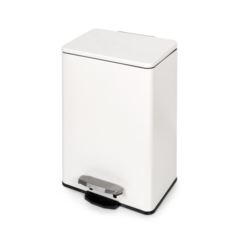 Bac de tri sélectif a compartiments Recycle, ouverture du couvercle par pédale, 1x12litres, Aluminium, Peint en blanc