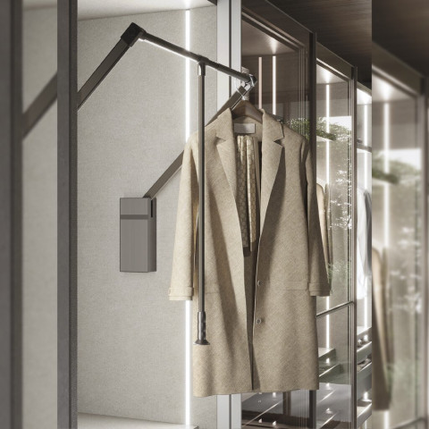 Penderie rabattable pour armoire Sway,  Acier, Aluminium et Plastique, Peint en titane, dimension au choix