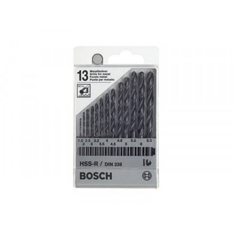 Set de 13 forets à métaux laminés HSS-R, DIN 338 Bosch 1609200201