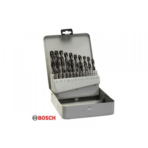 Set de 25 forets à métaux laminés HSS-R, DIN 338 Bosch 2607018725