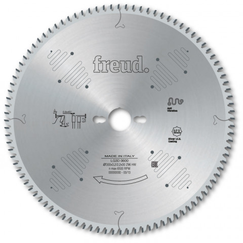 Lame trapèze plate pour panneaux revêtus deux faces freud - ø350 3,5/2,5 al30 z108 tp+ - f03fs07437 -lg3d 0900