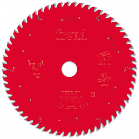 Lame pour scie circulaire portative sans fil freud - ø254 2,1/1,6 al30 z60 ba 15° - f03fs10074 -fr24w007tc