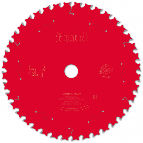 Lame pour scie circulaire portative freud - ø255 2,8/1,8 al25,4 z40 ba 15° - f03fs10134 -fr25w002t