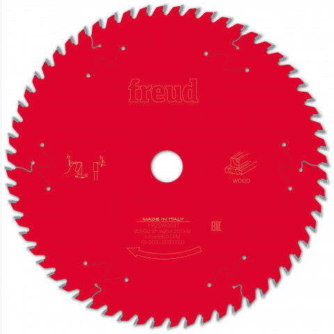 Lame pour scie circulaire portative freud - ø255 2,8/1,8 al25,4 z60 ba 15° - f03fs10135 -fr25w003t