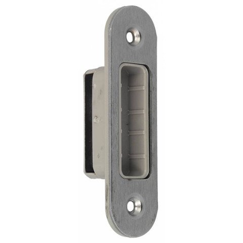 Gâche magnétique + plaque acier chromée satinée 82x22x2.5mm