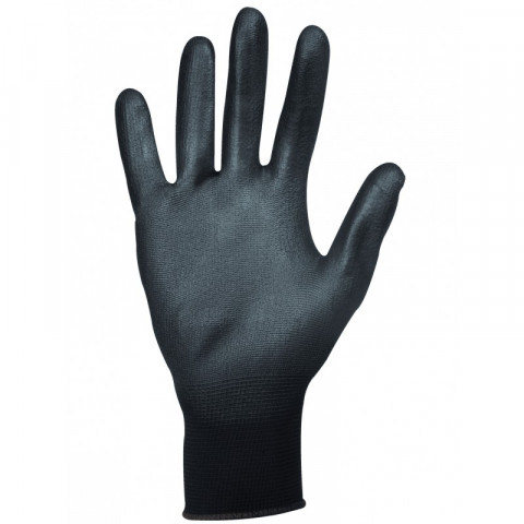 Gant manutention milieu sec singer noir polyester enduit polyurethane poignet élastique jauge 14 - Taille au choix