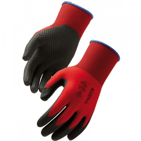 Gant manutention milieu humide singer  tricoté polyamide enduction pvc + picots - Taille au choix