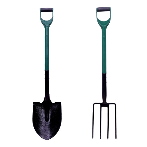 Garden lot d'outils de jardinage   -   pelle ronde + fourche à bêcher