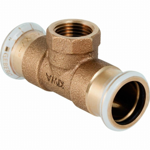 Té cuivre filetage femelle Ø28 mm GEBERIT RP 3/4' D1=28 mm - 61360