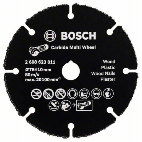 Disque carbure Carbide Multi Wheel BOSCH - Ø76 mm pour Meuleuse d'angle GWS 10,8-76 V-EC - 2608623011