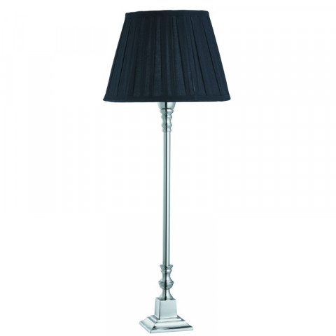 Grande lampe de table mantel, en chrome, abat-jour noir