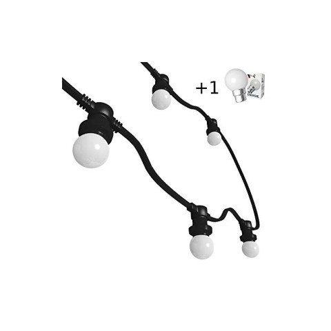 Rêvenergie - Guirlande guinguette 10m 20 ampoules blanches b22 chainable  plus cable d'alimentation - Distriartisan
