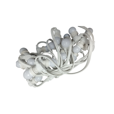 Guirlande guinguette câble plat blanc 10m 20 ampoules blanches b22