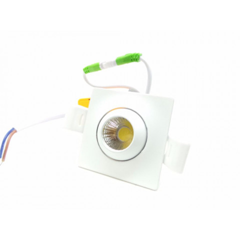 Mini-spot encastrable led cob 3w 45 carré orientable au choix