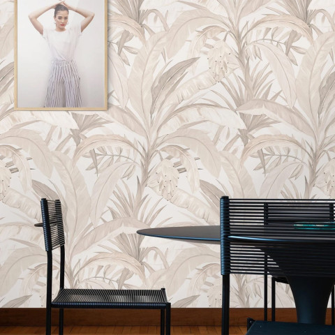 Papier peint forêt tropicale beige - FORESTA PASTELLO++