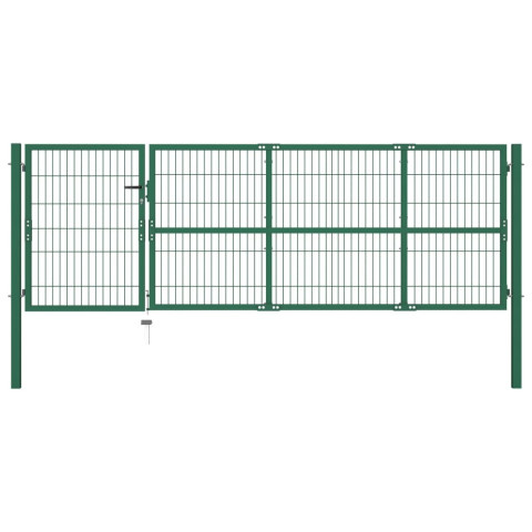 Portail de clôture de jardin avec poteaux 350x100 cm Acier Vert