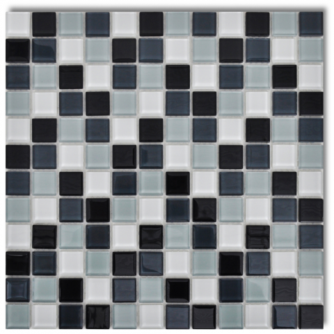 vidaXL Carreaux Mosaïques en Verre Noir blanc et gris 30 pcs 2.7 m2