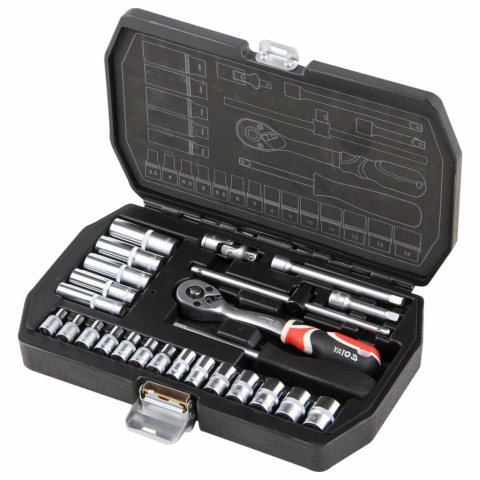 YATO Kit de douilles 25 pièces en métal noir YT-1446