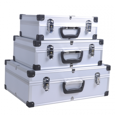 vidaXL 3 en 1 valises portes coffret outil aluminium argenté