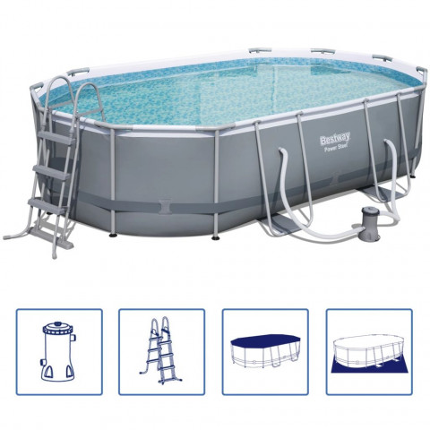 Bestway ensemble de piscine ovale power steel 488x305x107 cm 56448