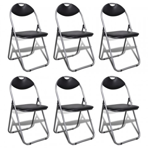 Vidaxl chaise pliable de salle à manger 6 pcs cadre en acier noir