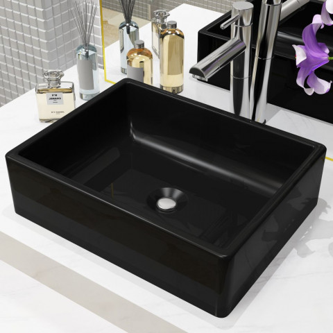 Vidaxl lavabo céramique rectangulaire noir 41 x 30 x 12 cm