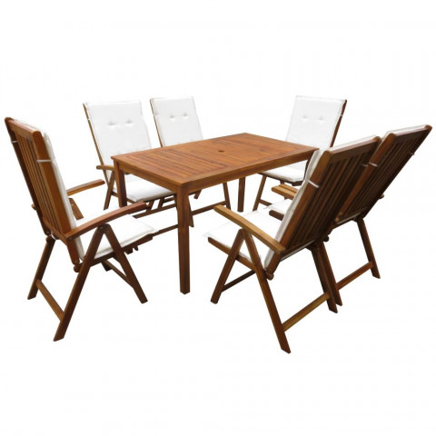 Vidaxl meuble de jardin 13 pcs table + chaises + coussins bois d'acacia massif