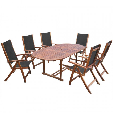 Vidaxl meuble de jardin 7 pcs table extensible pliable bois d'acacia