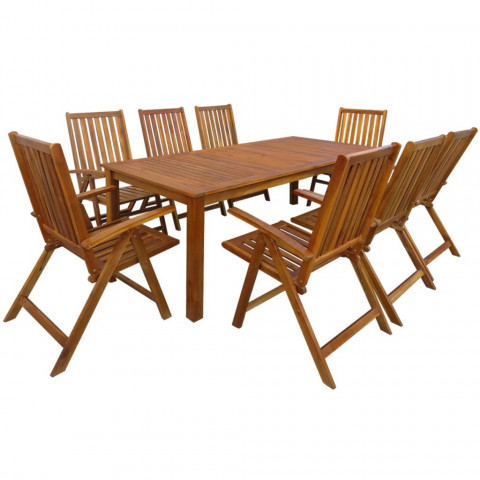 Vidaxl mobilier de jardin 9 pcs bois d'acacia massif