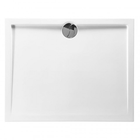 Receveur de douche rectangle 120 x 90 x 4 cm bonde centrée polybéton blanc - slim