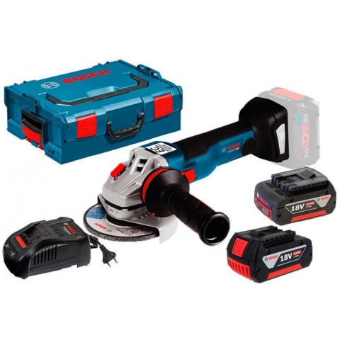 Meuleuse d'angle sans fil 18v li-ion 2x 5.0ah 125 mm dans l-boxx avec pack d'accessoires - gws 18v-10 sc professional