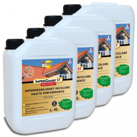 Imperméabilisant - imperguard spécial toiture-invisible haute performance - 20l - traite 160m² - 4 bidons de 5l