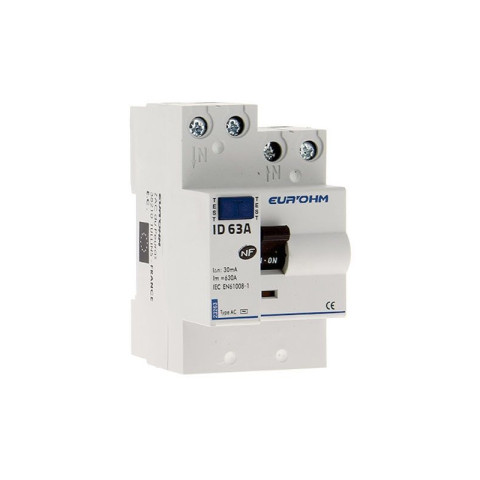 Interrupteur différentiel 63a 1p+n 30ma haut/haut classe ac (23263)